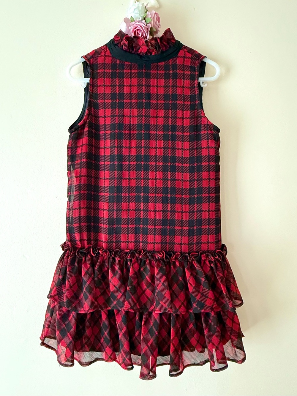 Ralph Lauren Toddler Girls Red & Black Plaid Sleeveless Dress, Size 4T - Picture 3 of 6